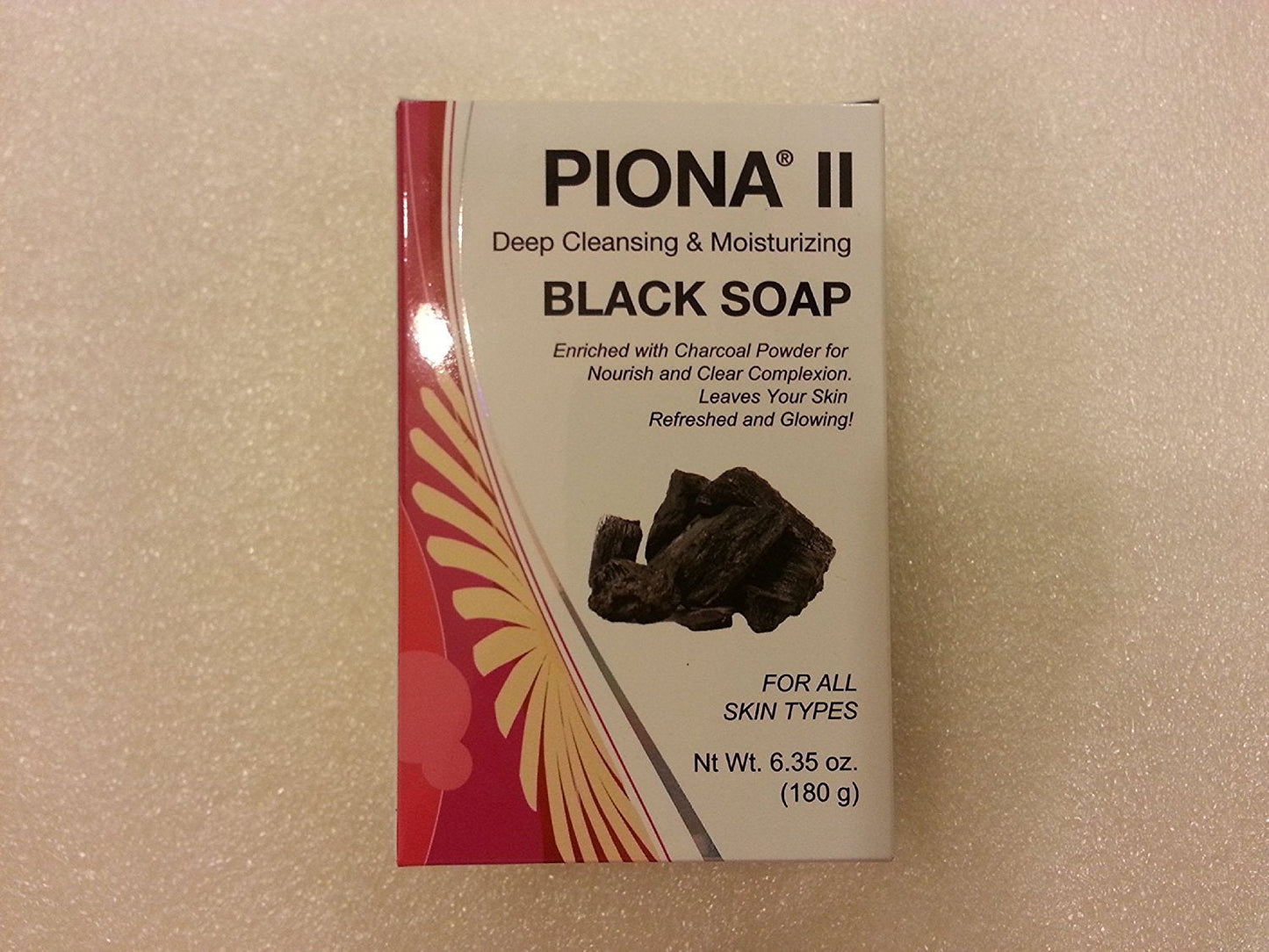 Piona II Deep Cleansing and Moisturizing Black Soap 6.35 Ounce - Enriched with Charcoal Powder - Clears Complexion and Leaves Skin Glowing Beauty & Personal Care Piona