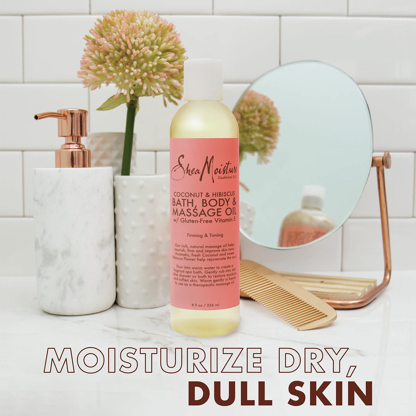 Shea Moisture Coconut & Hibiscus Massage Oil and Body Oil for Dry Skin, Bath Oil with Coconut Oil and Vitamin E Oil for Skin, 8 oz Beauty & Personal Care Shea Moisture