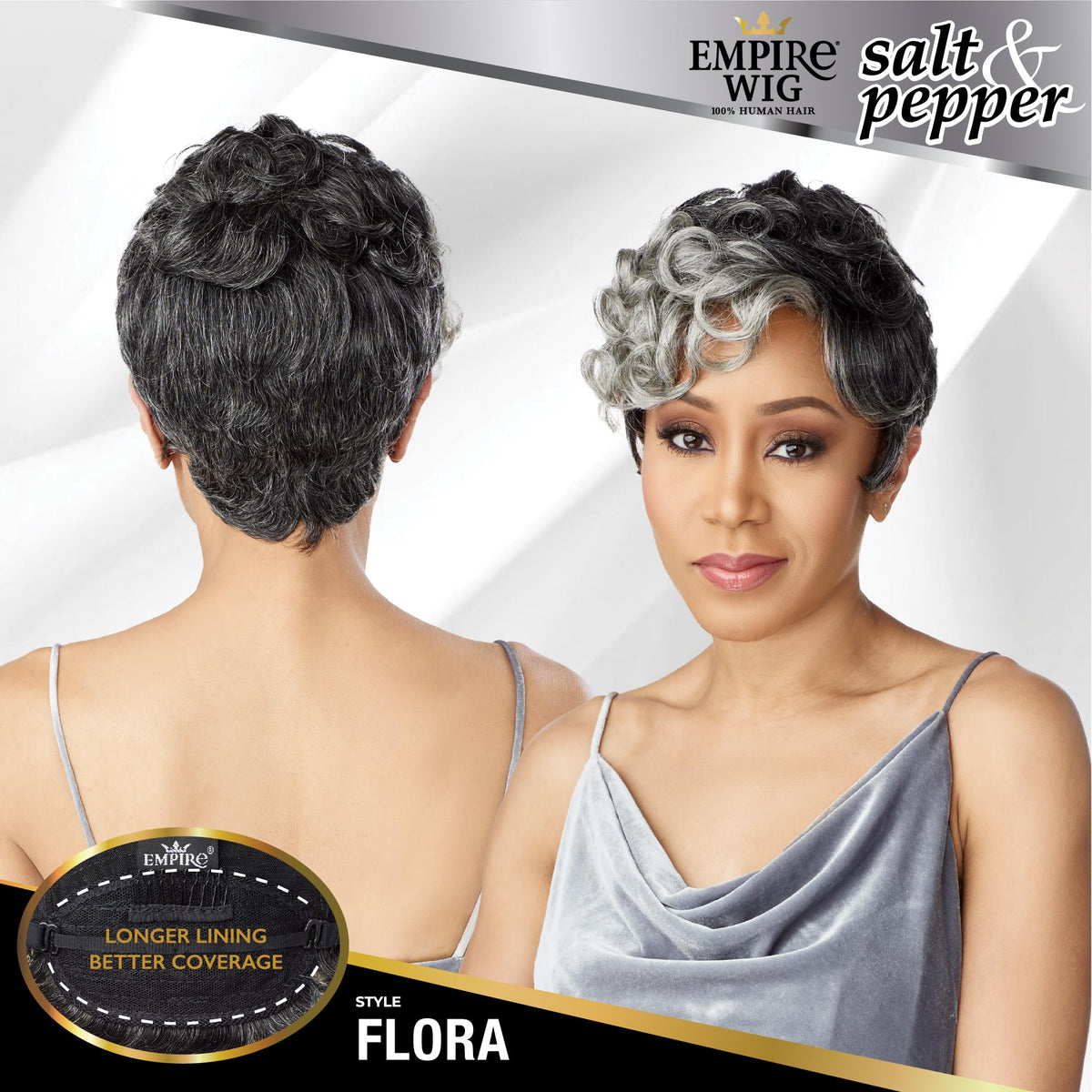 Sensationnel Empire Human Hair Wig-Salt And Pepper Flora, 350 COPPERRED
