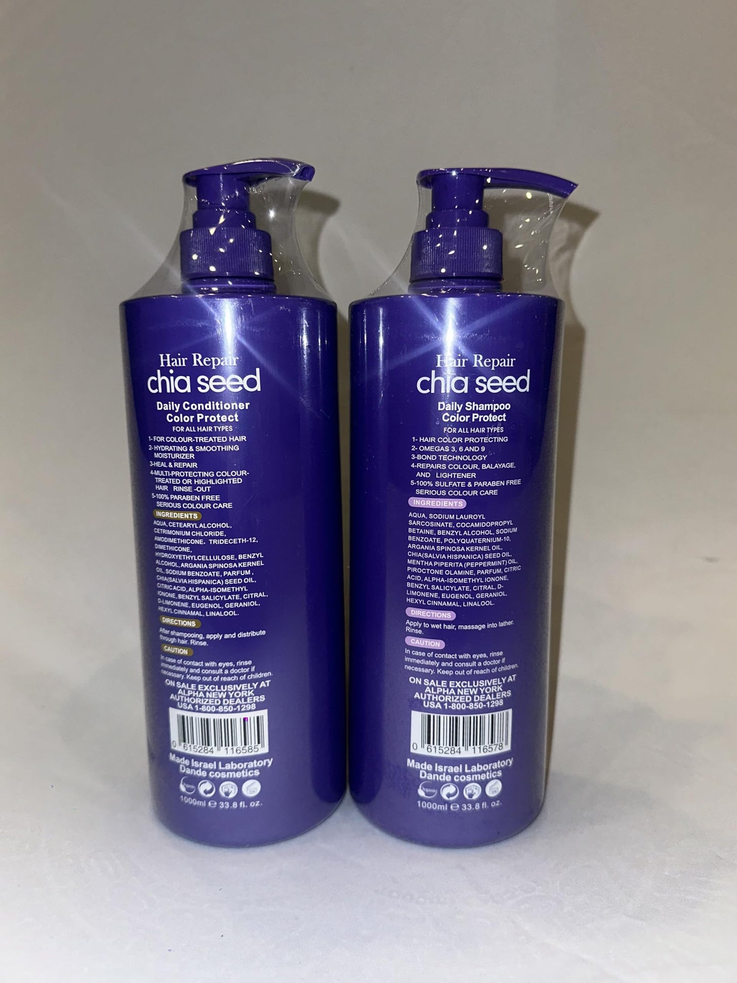 Alpha New York Purple Shampoo and Conditioner Set, Color Protect with Chia Seed, 1000ml Beauty & Personal Care ALPHA NEW YORK
