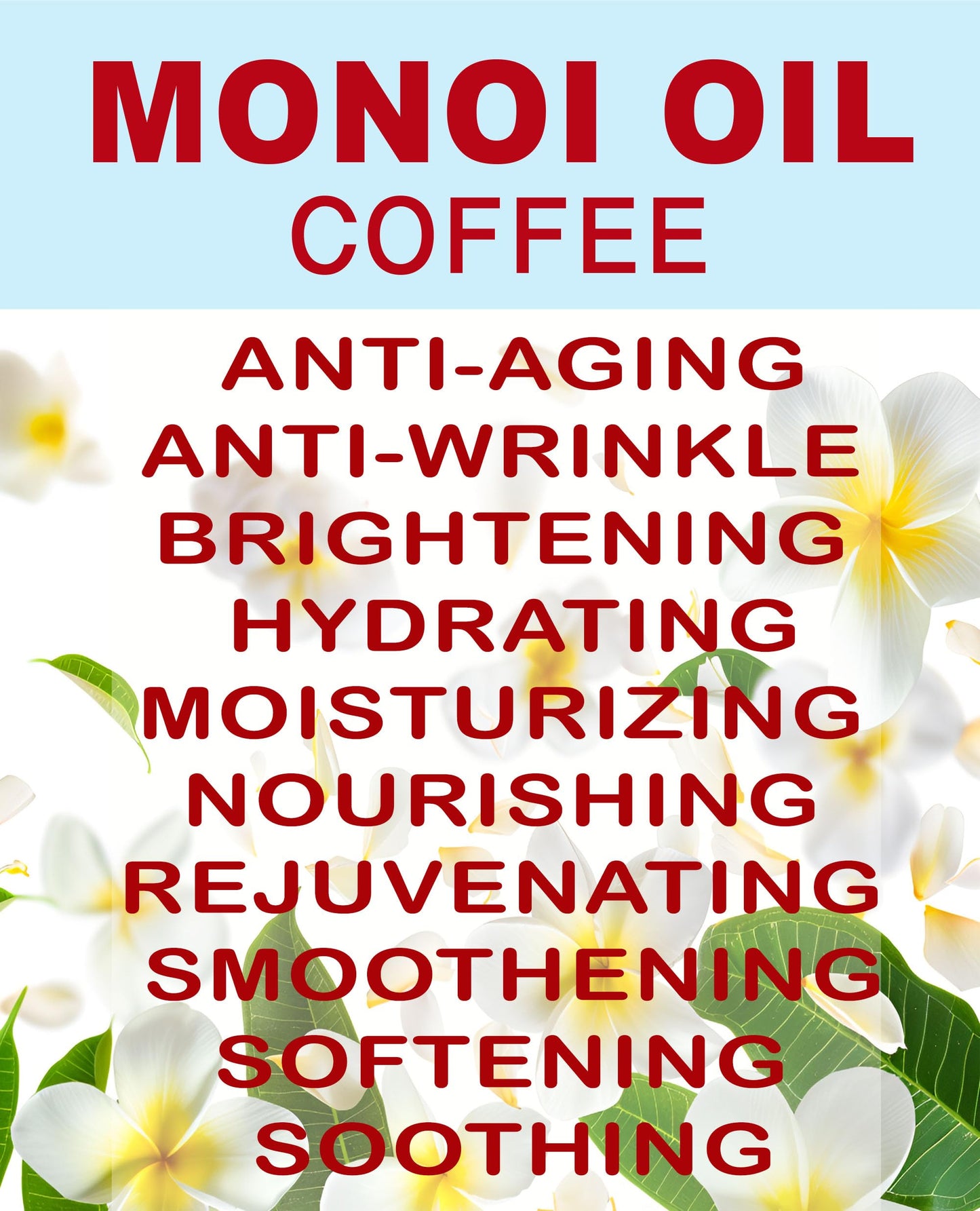 Botanical Beauty MONOI OIL COFFEE. Frangipani flowers in Coconut Oil with Coffee aroma. 100% Natural Pure for FACE, SKIN, BODY, HAIR, NAILS. Luxury Beauty & Personal Care Botanical Beauty