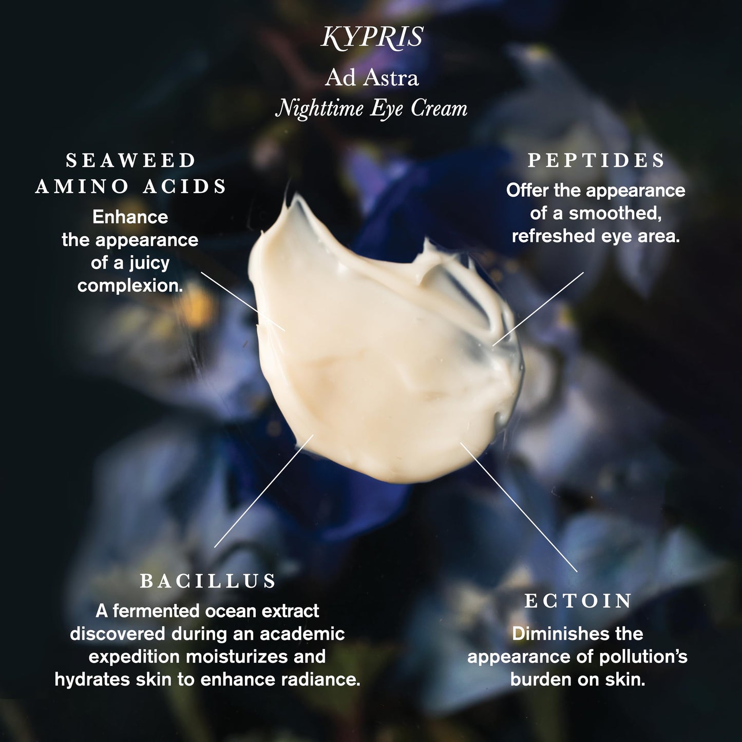 KYPRIS, Ad Astra Rich Nighttime Eye Cream, Look Rested - Soothing Intense Moisture, Peptides Amino Acids Ocean Extracts Antioxidants (0.47 oz / 14 ml) Beauty & Personal Care KYPRIS