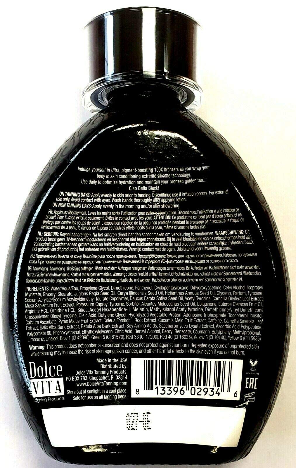 Bella Black 100X Bronzer Tanning Lotion - Premium Tanning Bed Lotion with Extreme Silicone Emulsion and Banana Fruit Extract - Instant Results - Dark Beauty & Personal Care Dolce Vita