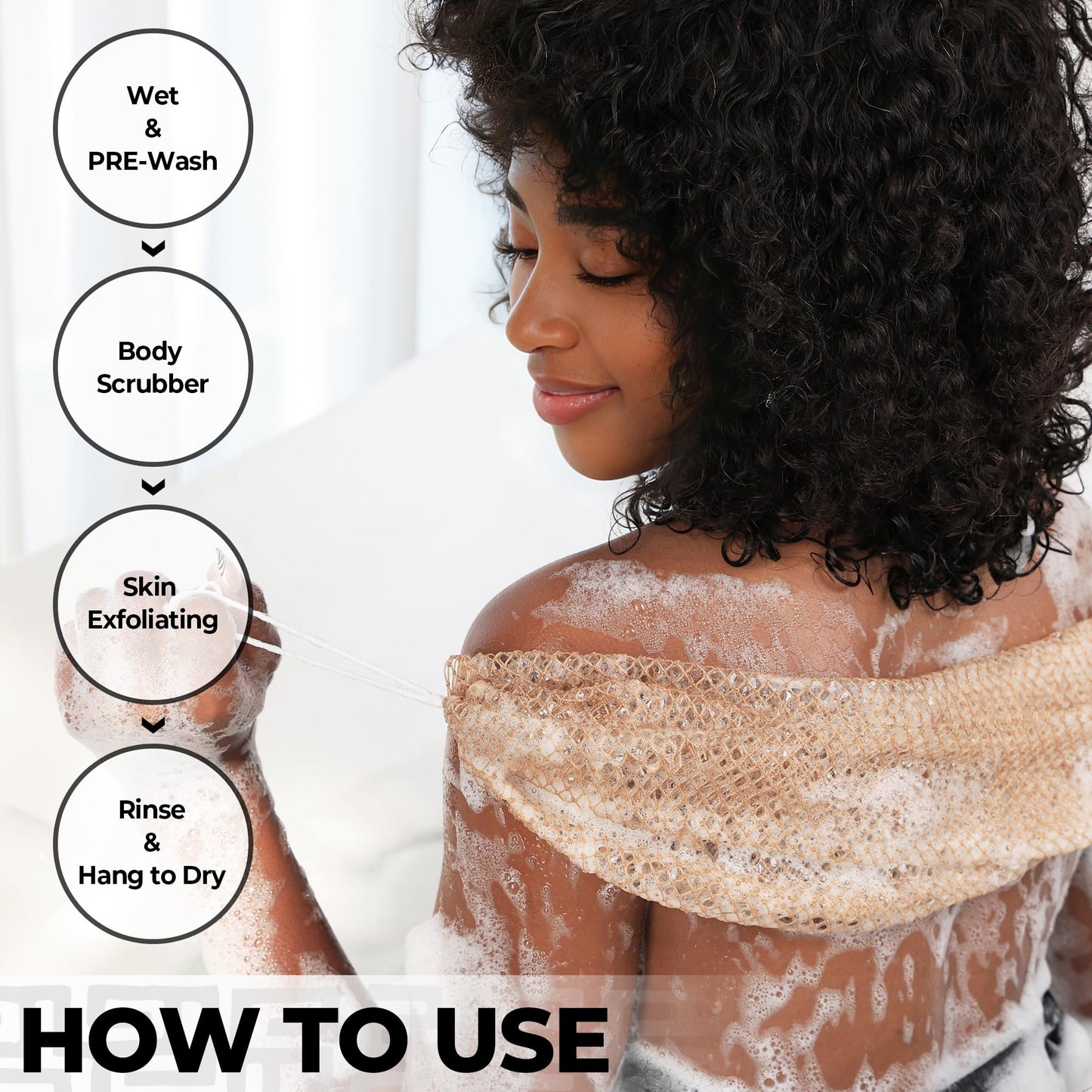 African Net Sponge Authentic - Exfoliating Back Scrub Bath Sponge with Knots - Afro Scrub Body Scrubber Exfoliator Washcloth - African Body Care Daily Beauty and Personal Care RelaxScene