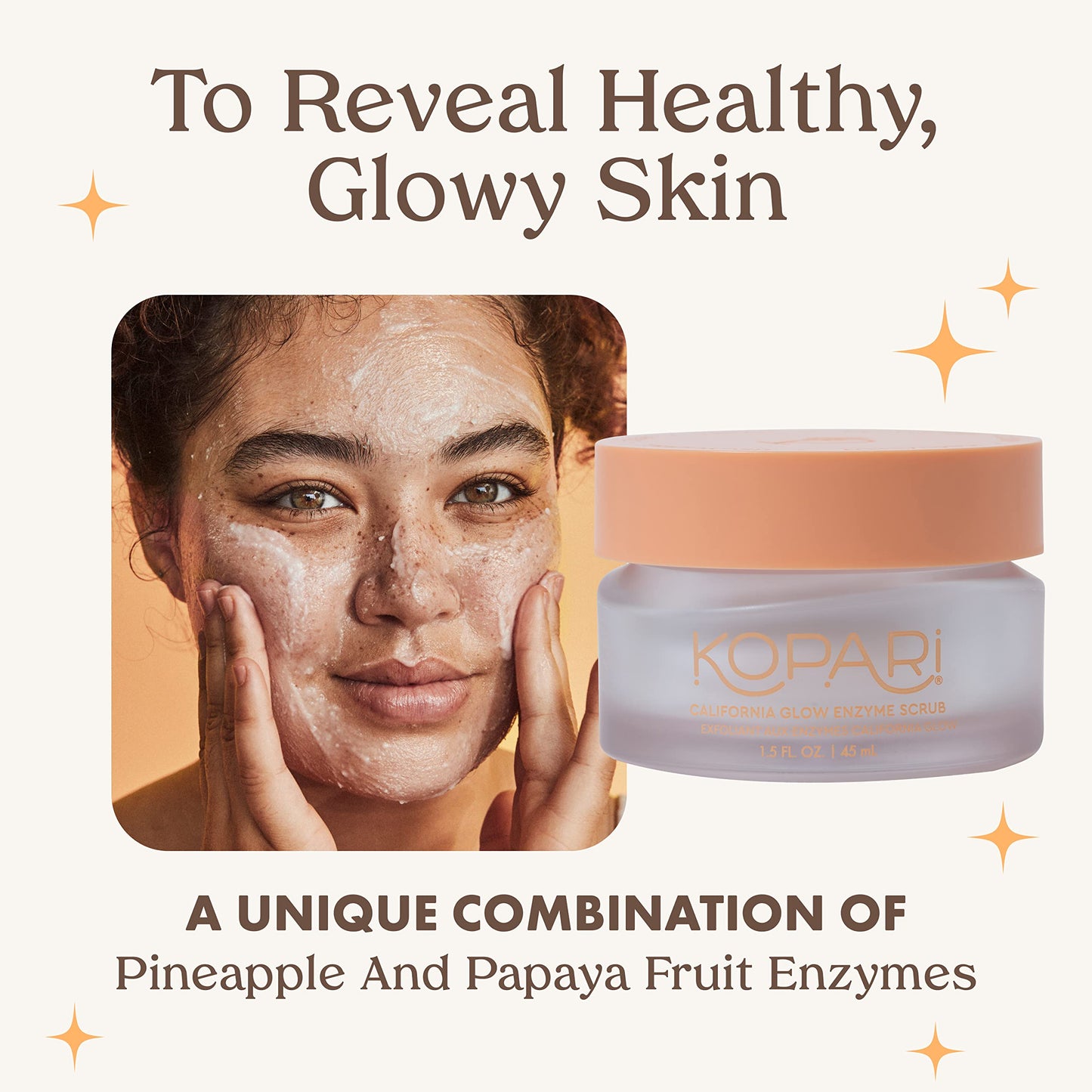Kopari California Glow Enzyme Exfoliating Face Scrub, Clarifying & Brightening Skin Exfoliation Facial Scrub, Supports Anti-Aging, 100% Organic Beauty & Personal Care Kopari