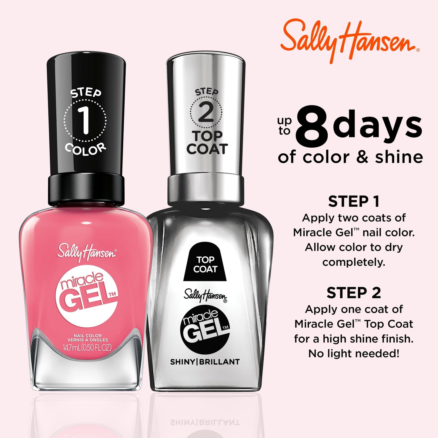 Sally Hansen Miracle Gel™, Rain-Glow, Long Lasting, Gel-Like Formula, No UV Lamp Needed, Pink Nail Polish Beauty & Personal Care Sally Hansen