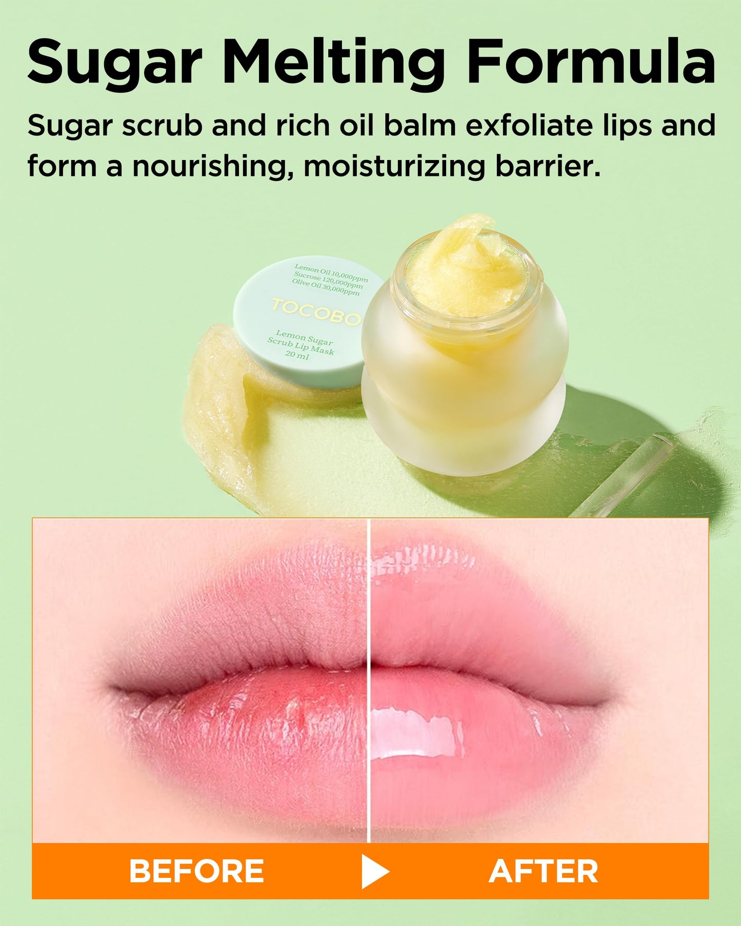 TOCOBO Lemon Sugar Lip Mask - No-Wash Overnight Lip Scrub & Sleeping Mask - Melting Sugar Crystals + Lemon Oil Exfoliating Treatment for Dry, Flaky Beauty and Personal Care TOCOBO