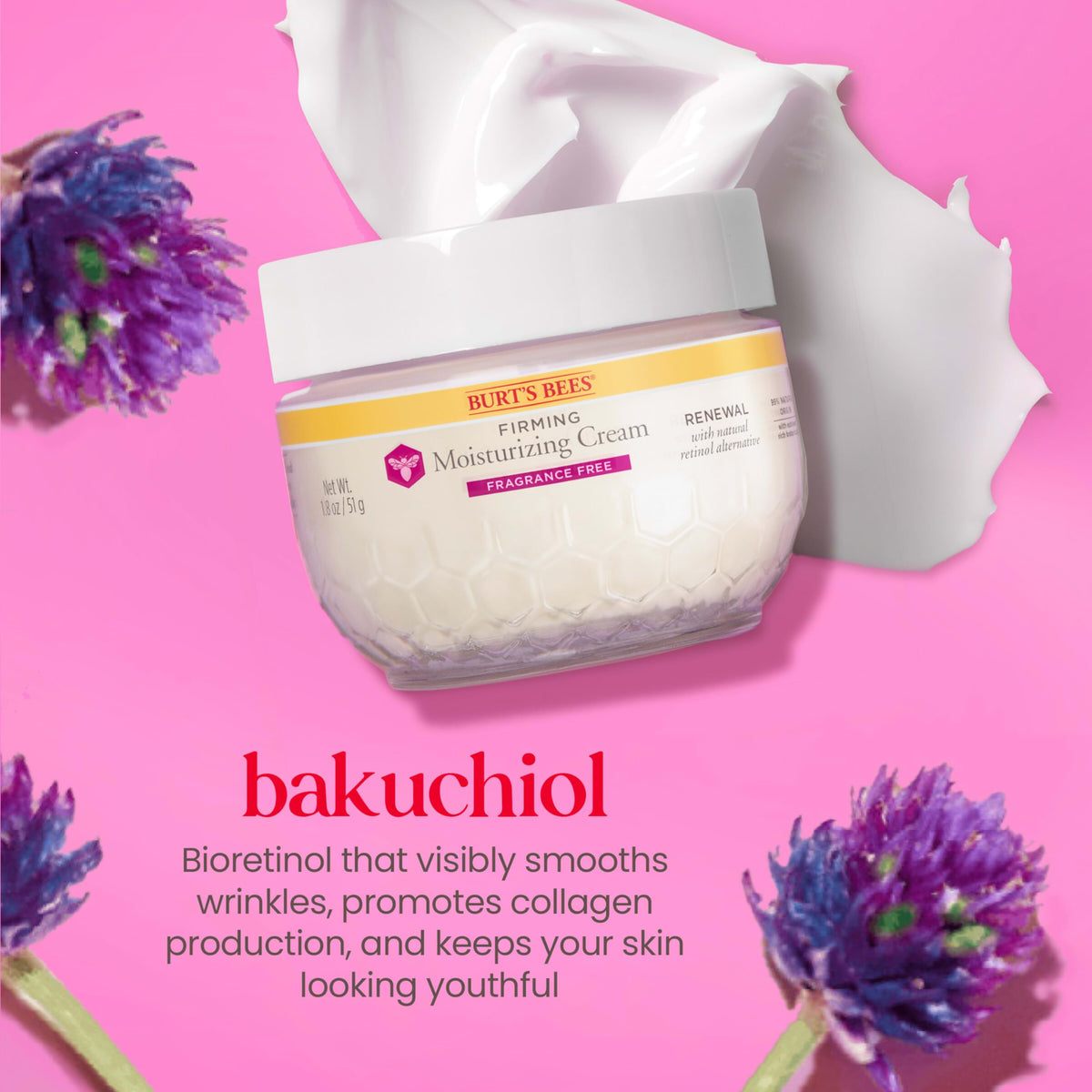Burt's Bees Renewal Fragrance-Free Firming Moisturizing Face Cream With Natural Retinol Alternative, Firming Face Cream With Bakuchiol, 99 Percent Beauty & Personal Care Burt's Bees