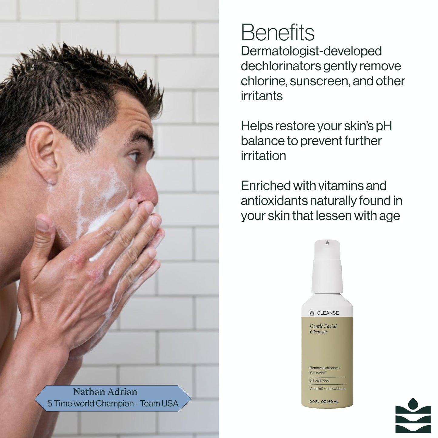 Dermasport Gentle Facial Cleanser for Athletes Hydrating Face Wash with Aloe and Hyaluronic Acid, Removes Chlorine Sweat & Sunscreen, Moisturizing Beauty & Personal Care DERMASPORT SKINCARE