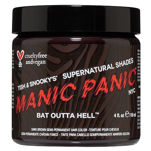 MANIC PANIC Bat Outta Hell Dark Brown Hair Dye - Supernatural - Semi Permanent Dark Espresso Brown Hair Color For Women And Men - Vegan, PPD & Ammonia Beauty & Personal Care MANIC PANIC
