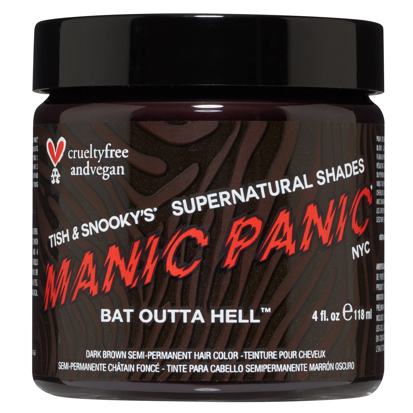 MANIC PANIC Bat Outta Hell Dark Brown Hair Dye - Supernatural - Semi Permanent Dark Espresso Brown Hair Color For Women And Men - Vegan, PPD & Ammonia Beauty & Personal Care MANIC PANIC