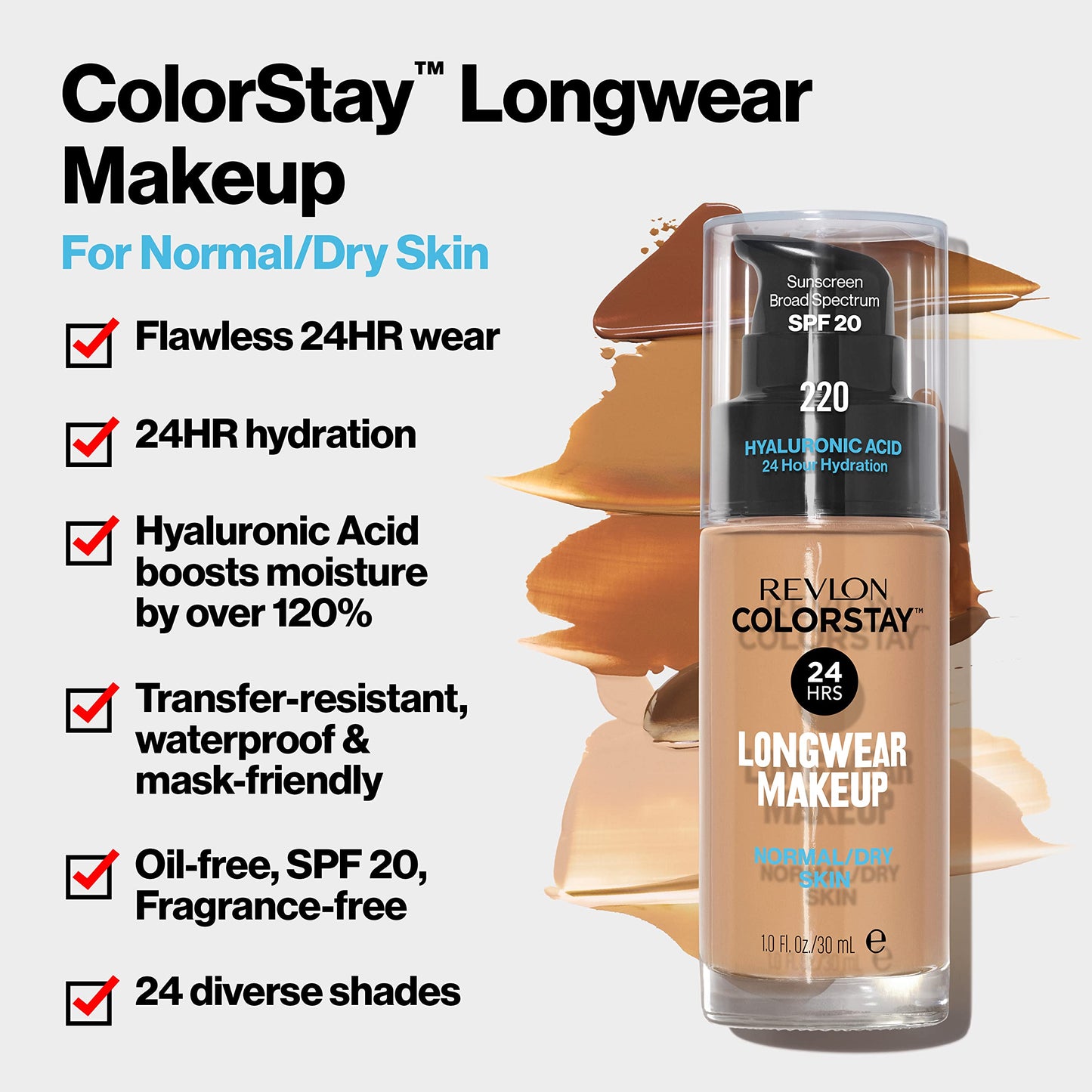 Revlon Liquid Foundation, ColorStay Face Makeup for Normal & Dry Skin, SPF 20, Longwear Medium-Full Coverage with Natural Finish, 400 Caramel, 1 fl oz Beauty & Personal Care REVLON