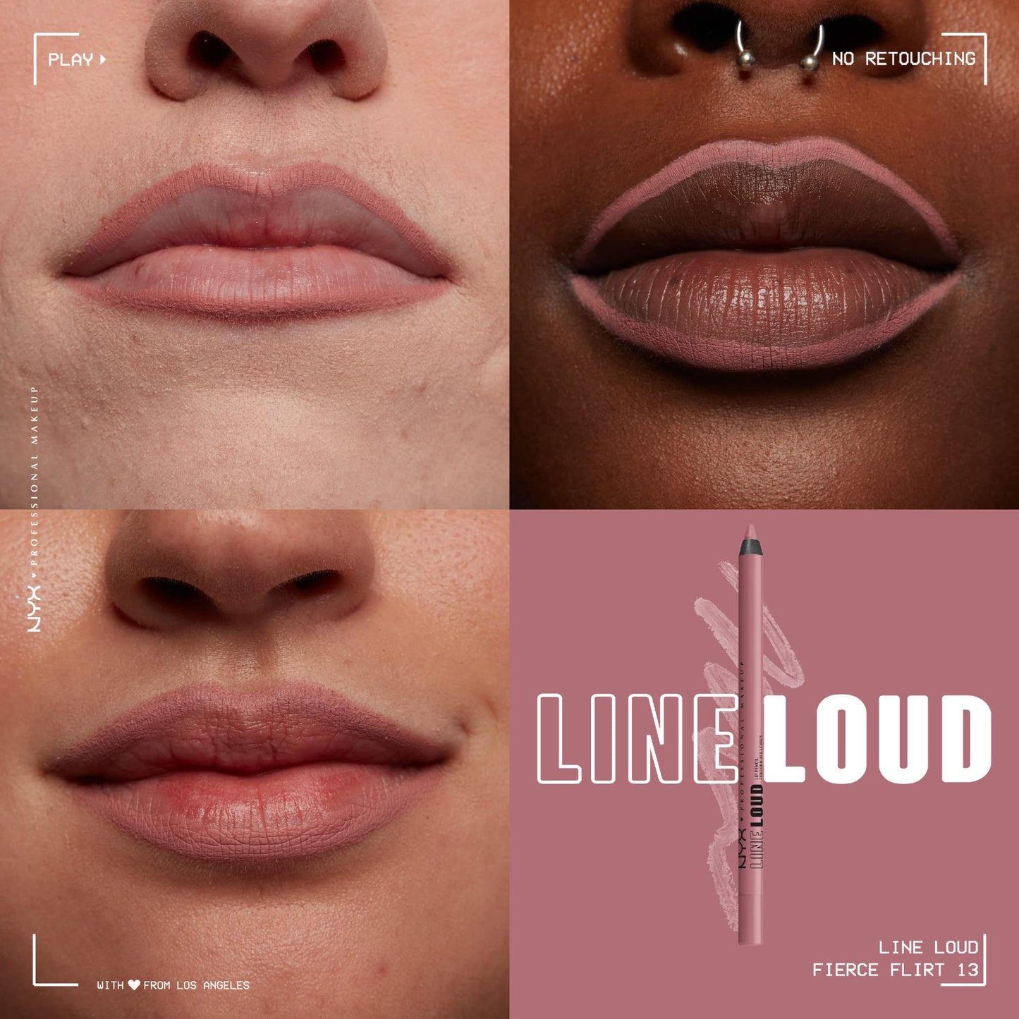 NYX PROFESSIONAL MAKEUP Line Loud Lip Liner, Longwear and Pigmented Lip Pencil with Jojoba Oil & Vitamin E - Fierce Flirt (Light Mauve Pink) Beauty & Personal Care NYX PROFESSIONAL MAKEUP