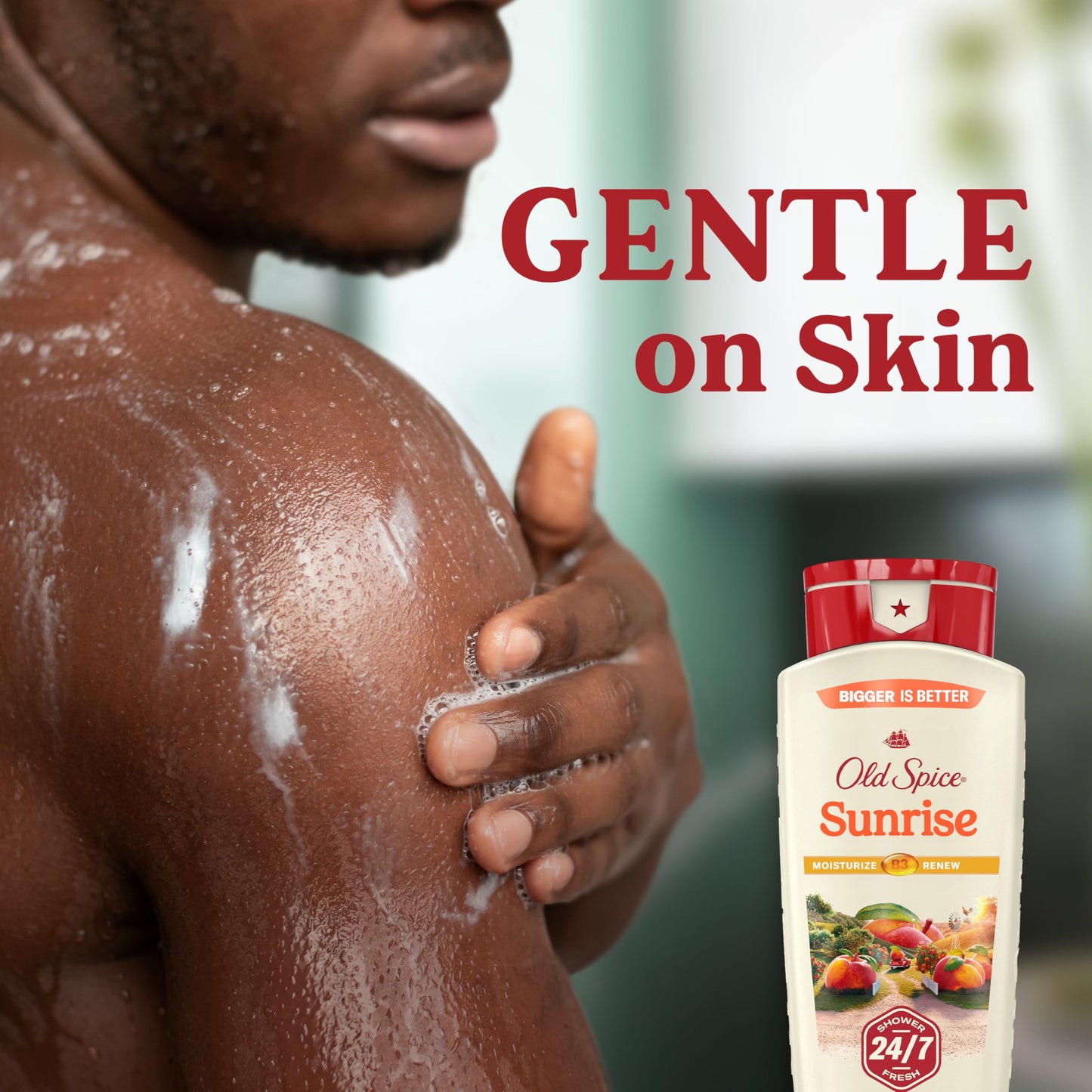 Old Spice Cleansing Body Wash for Men, 24/7 Shower Fresh with Lasting Scent, Moisturize & Renew, Gentle on Skin, Vitamin B3, Sunrise with Peach + Beauty & Personal Care Old Spice
