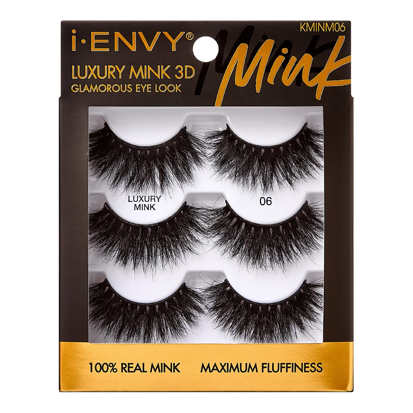 i-ENVY False Lashes, Mink 3D Lashes Value Pack Real Mink Maximum Fluffy Wispy Luxury Glamorous Natural Look Reusable Eyelashes (06) Beauty & Personal Care i•ENVY