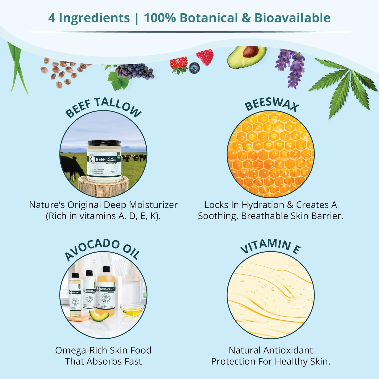 Zatural Beef Tallow Balm for Face and Body Easy Application- Handcrafted Moisturizer with Beeswax, Avocado Oil, and Vitamin E - Travel Size Skin Salve Beauty and Personal Care Zatural