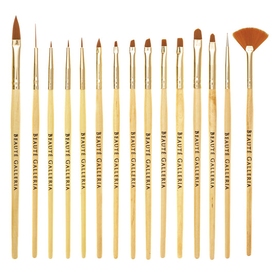 Beaute Galleria 15 Pieces Nail Art Brush Set for Detailing, Striping, Blending, One-Stroke Nail Art with Gel Brushes, Painting Brushes, 3D Brush Beauty & Personal Care BEAUTÉ GALLERIA
