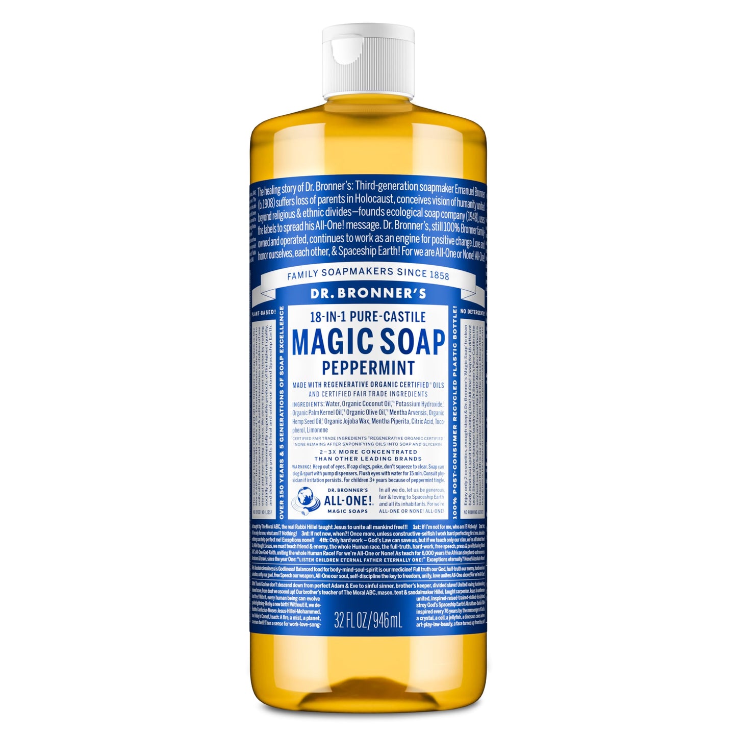 Dr. Bronner's Pure-Castile Magic Liquid Soap - Made with Regenerative Organic Certified Oils- 18-in-1 Uses for Face, Body, Hand, Hair, Laundry & More Beauty & Personal Care Dr. Bronner's