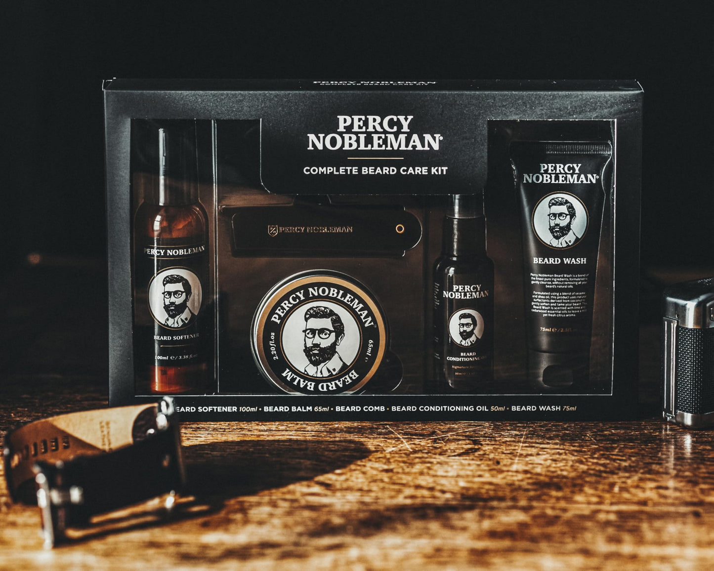 Percy Nobleman Complete Beard Care Kit - Beard Grooming Gift Set with Beard Softener, Scented Beard Oil, Beard Balm, Beard Wash and Folding Acetate Beauty and Personal Care Percy Nobleman