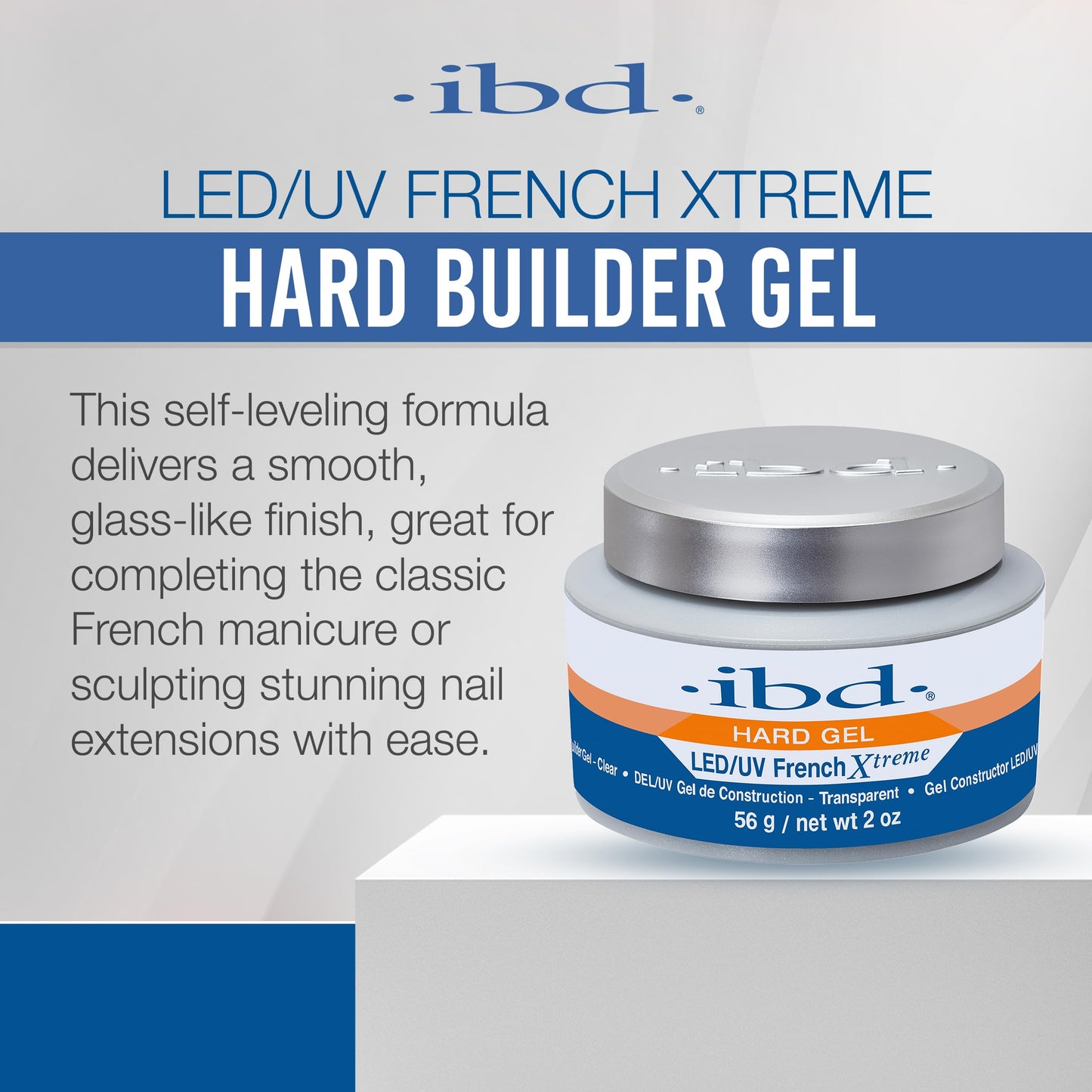 ibd Hard Gel for Nails - LED/UV French Xtreme Clear Builder Gel, Ideal for Nail Extensions, 2 oz Beauty & Personal Care IBD