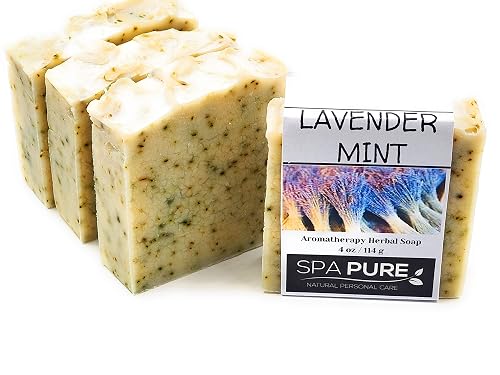 Spa Pure Aromatherapy Luxury Soap, made with plant based ingredients, essential oils, all natural, 4.5 oz each (Lavender Mint) Beauty & Personal Care Spa Pure