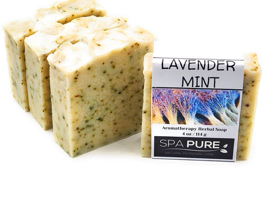 Spa Pure Aromatherapy Luxury Soap, made with plant based ingredients, essential oils, all natural, 4.5 oz each (Lavender Mint) Beauty & Personal Care Spa Pure