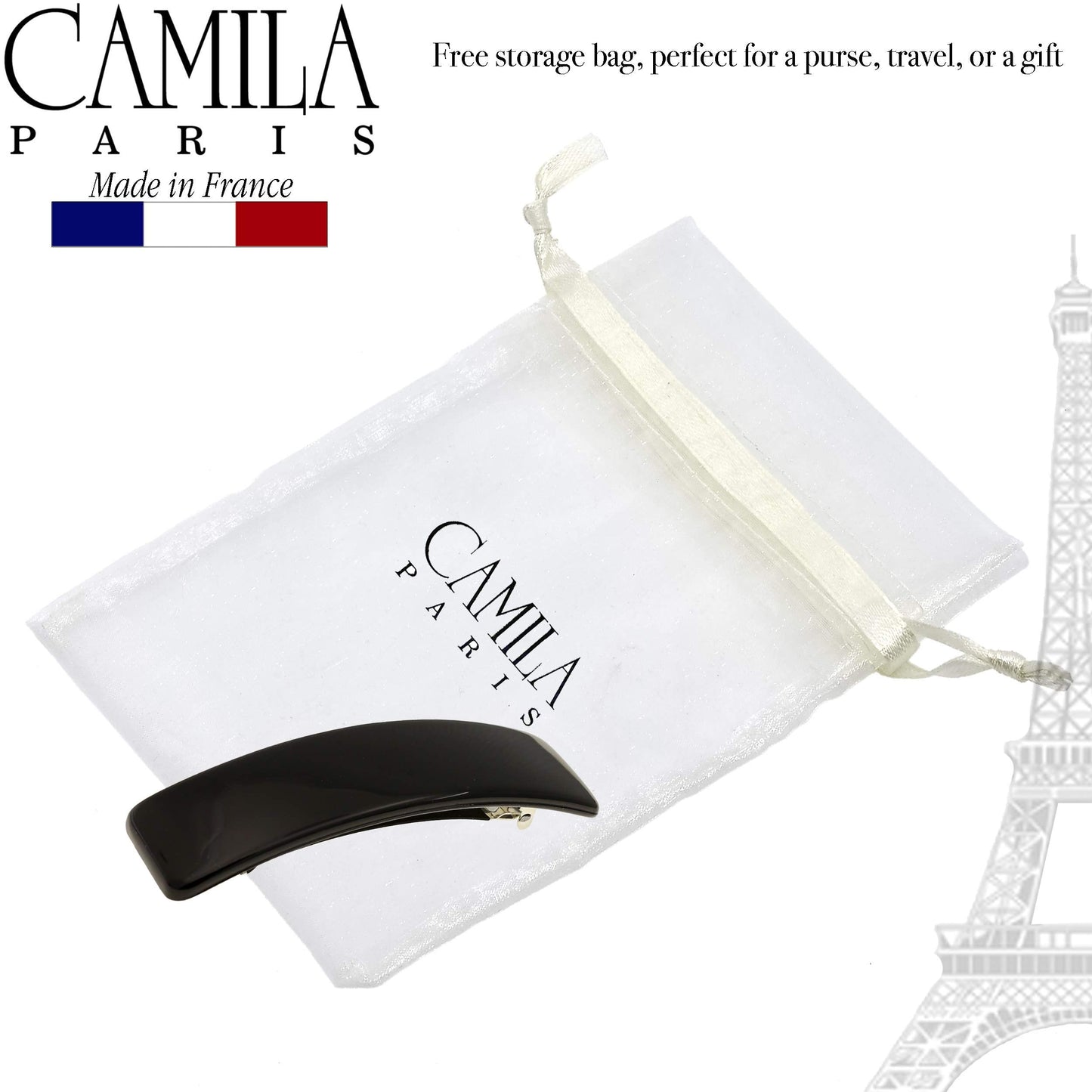 Camila Paris CP1476 French Hair Barrette Clip for Girls, Rubberized Automatic Clasp Strong Hold Grip Hair Clips for Women, No Slip and Durable Styling Beauty & Personal Care Camila