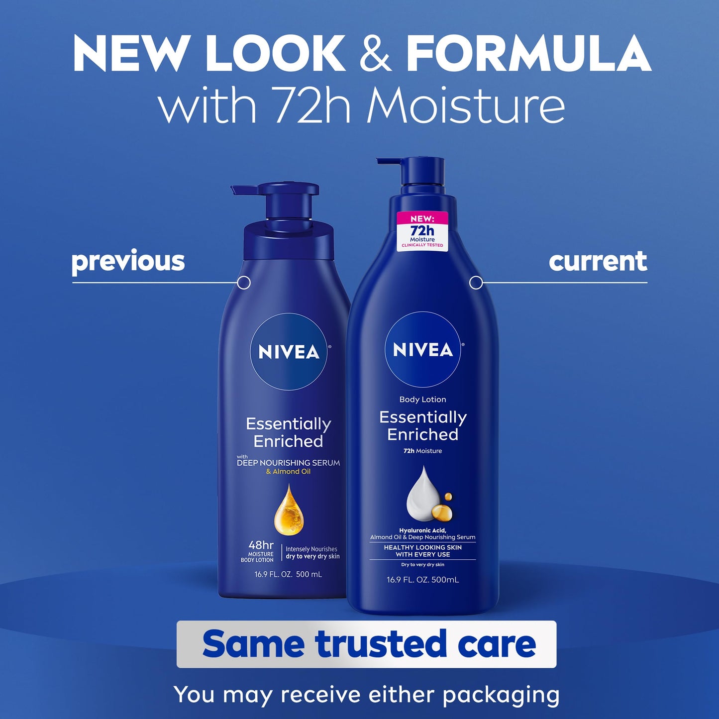 NIVEA Essentially Enriched Body Lotion for Very Dry Skin with Hyaluronic Acid, Almond Oil and Deep Nourishing Serum, 72-Hour Body Moisturizer, 16.9 Fl Beauty & Personal Care NIVEA