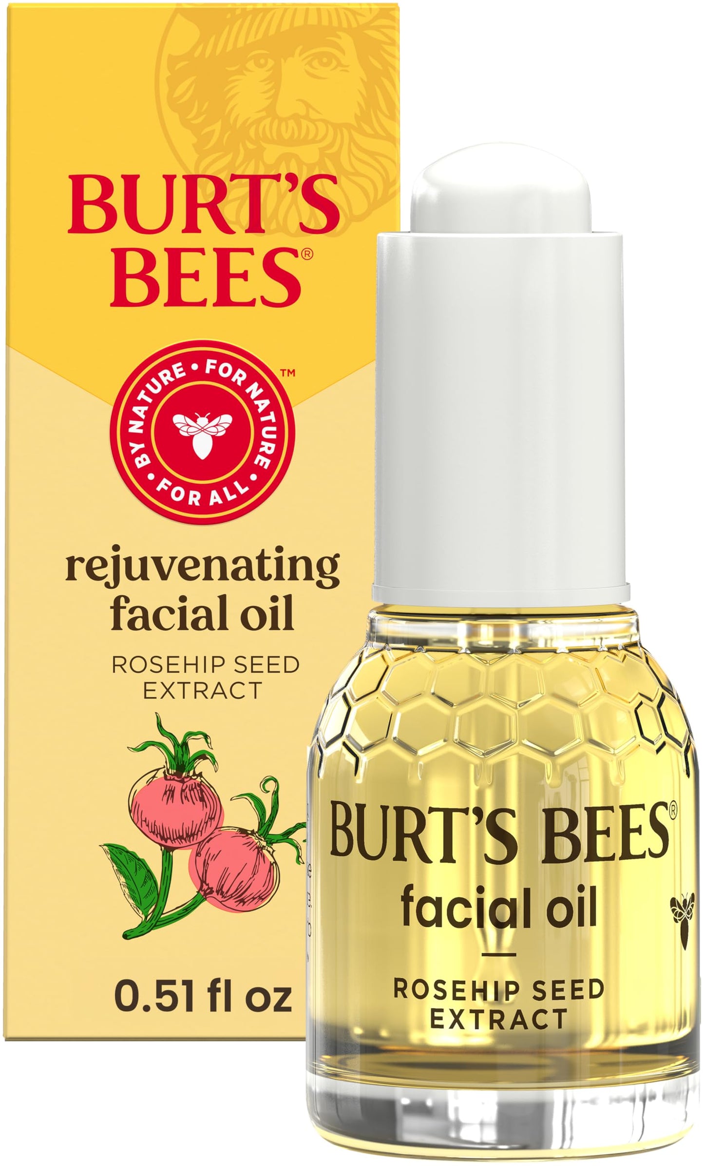 Burt's Bees Gua Sha Face Oil With Rosehip Seed Extract, Reduces Appearance of Fine Lines and Wrinkles, Use with Ice Roller & Facial Tools, Natural Beauty & Personal Care Burt's Bees