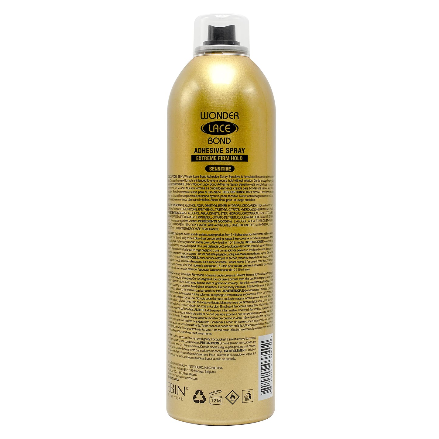 EBIN NEW YORK Wonder Lace Bond Adhesive Spray Sensitive - Extreme Firm Hold 14.2 fl. oz./ 420mL |Sensitive Use, Fast Drying,No Residue, No Build-up Beauty & Personal Care EBIN NEW YORK