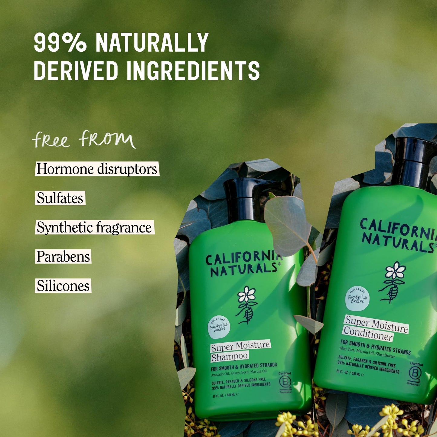 California Naturals Eucalyptus Breeze Super Moisture Shampoo and Conditioner Set for Dry Damaged Hair, Hydrating, Scalp & Hair Care, Natural, Vegan Beauty & Personal Care California Naturals