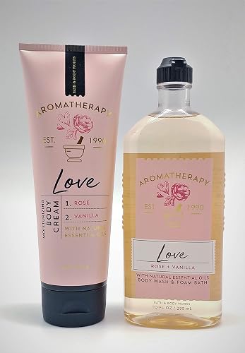 Aromatherapy - Love - Rose Vanilla - Duo Body Cream and Body Wash & Foam Bath - Full Size Beauty & Personal Care Bath & Body Works