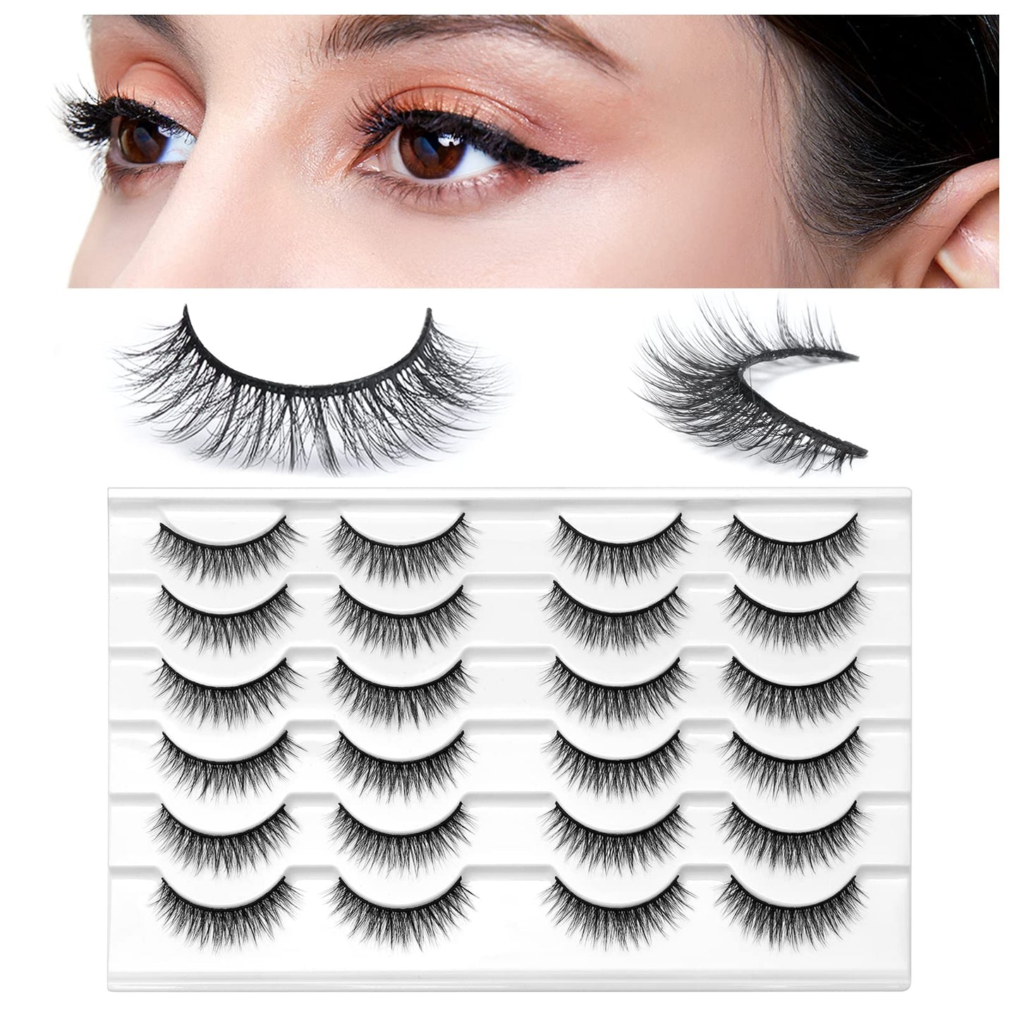 SONAFEEL False Lashes Natural Look Eye Lashes Pack Short Natural Eyelashes Wispy Strip Lashes Small Crisscross Daily Fake Eyelashes Reusable Faux 3d Beauty & Personal Care SONAFEEL