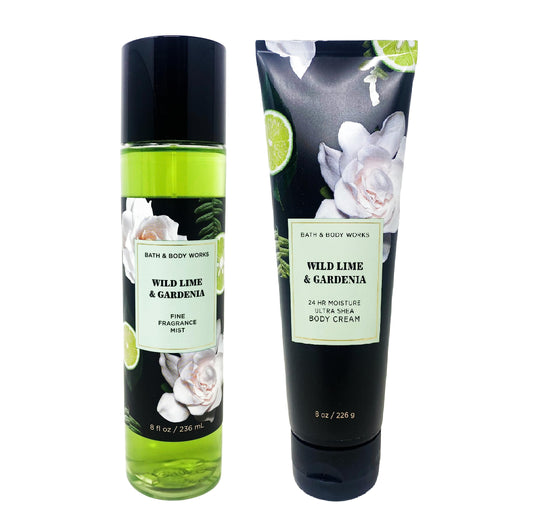 Bath & Body Works Wild Lime & Gardenia Duo Gift Set - Fragrance Mist and Body Cream - Full Size Beauty and Personal Care Bath & Body Works