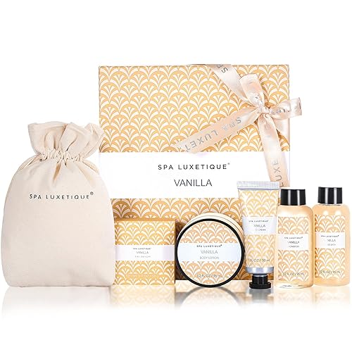 Spa Luxetique Spa Gifts for Women 6pc Vanilla Bath Sets Women Gift With Body Lotion, Shower Gel, Bubble Bath, Hand Cream, Bath and Body Gifts Set Beauty & Personal Care spa luxetique