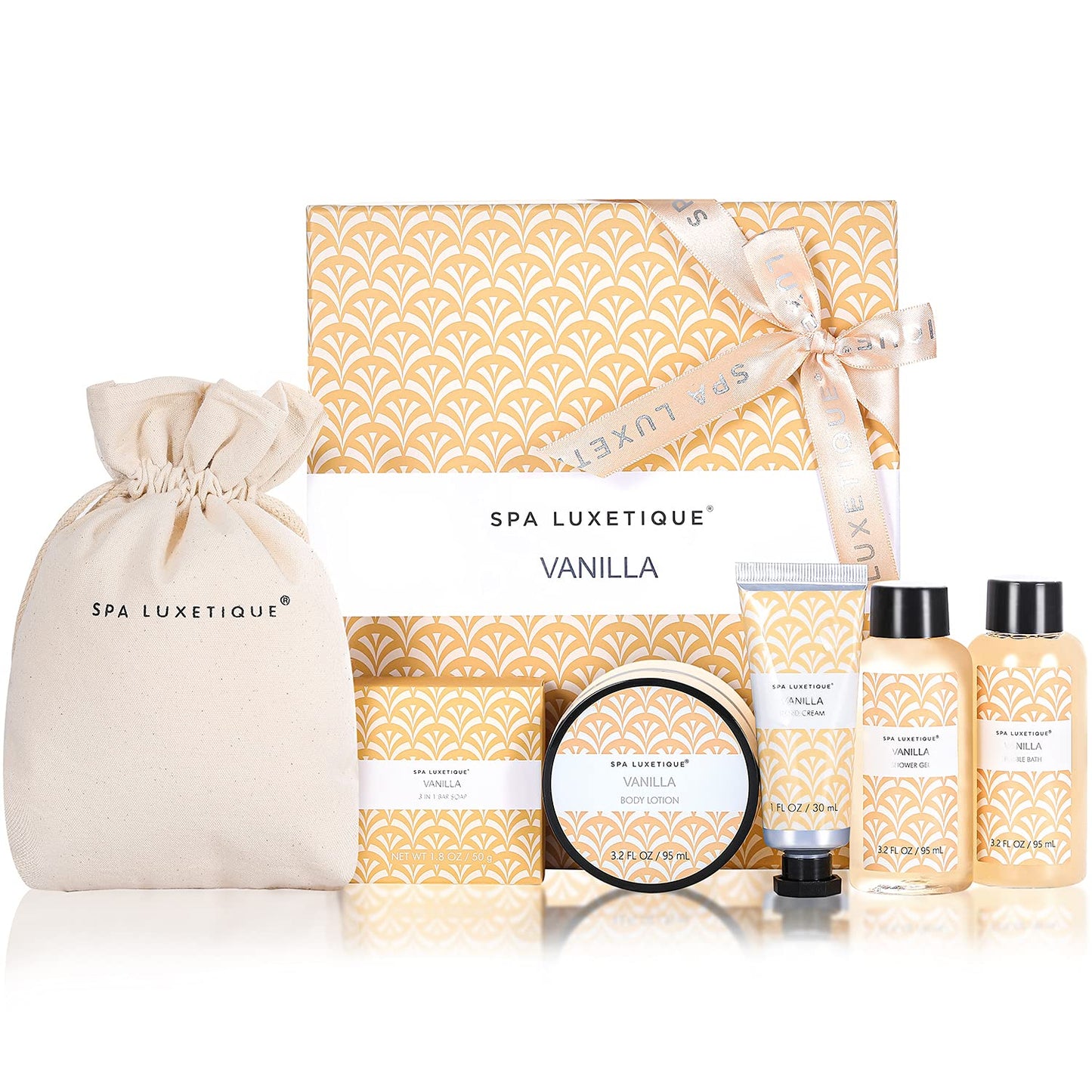 Spa Luxetique Spa Gifts for Women 6pc Vanilla Bath Sets Women Gift With Body Lotion, Shower Gel, Bubble Bath, Hand Cream, Bath and Body Gifts Set Beauty & Personal Care spa luxetique