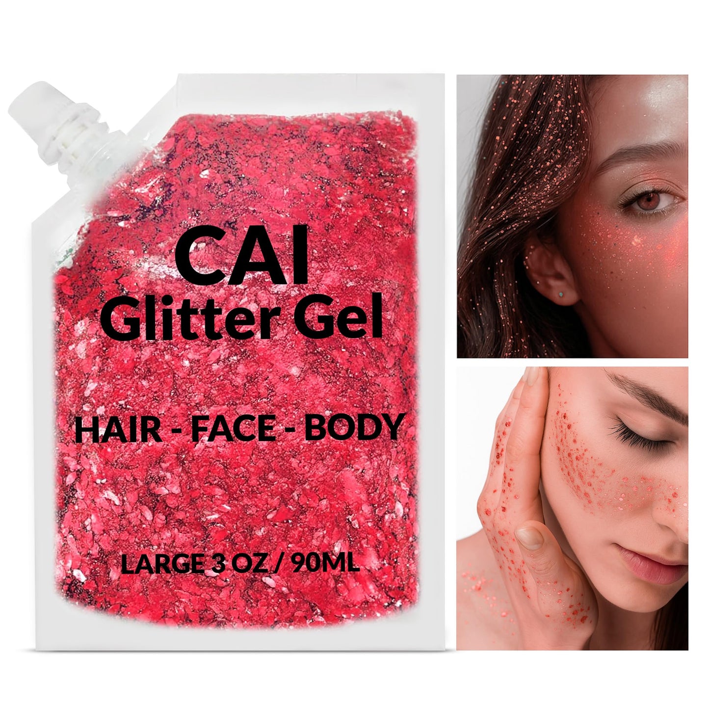 Face, Body & Hair Glitter Gel - Halloween Glitter for Kids and Women - 3 Oz Cosmetic-Grade Gel w/Moon & Stars for Festivals & Halloween Party, Easy Beauty & Personal Care CAI BEAUTY NYC