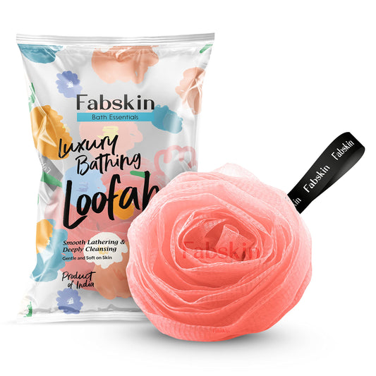 FABSKIN Rose Loofah for Bathing - Bath Shower Loofah Sponge Scrubber Exfoliator for Women and Men - Bathing Sponge - Body Wash Scrub for Bathing Beauty and Personal Care FABSKIN