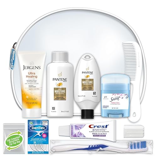 Convenience Kits International Women's Deluxe 10 Piece Kit with Travel Size TSA Compliant Essentials Featuring: Pantene Hair Products in Reusable Beauty & Personal Care Convenience Kits International