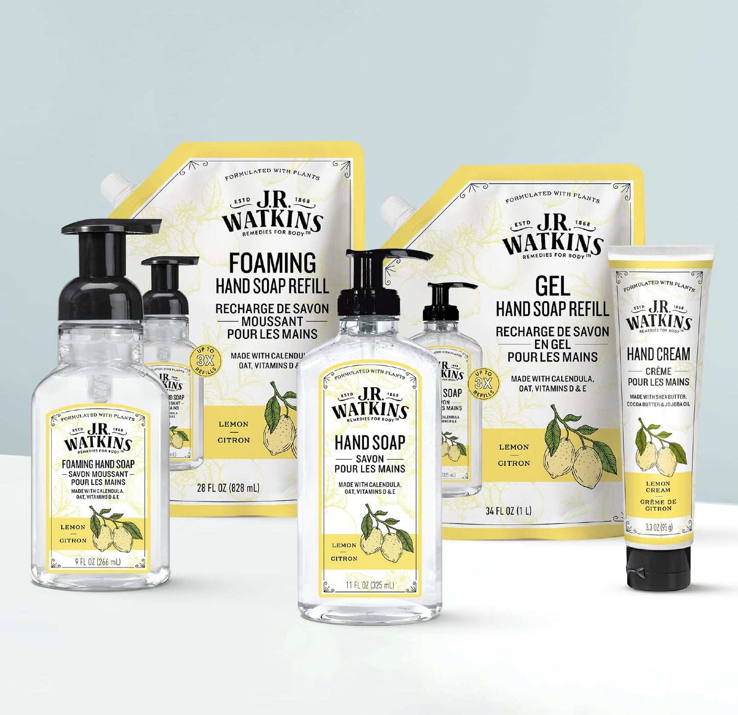 J.R. Watkins Gel Hand Soap Refill Pouch, Scented Liquid Hand Wash for Bathroom or Kitchen, USA Made and Cruelty Free, 34 fl oz, Lemon, 2 Pack Beauty & Personal Care J.R. Watkins
