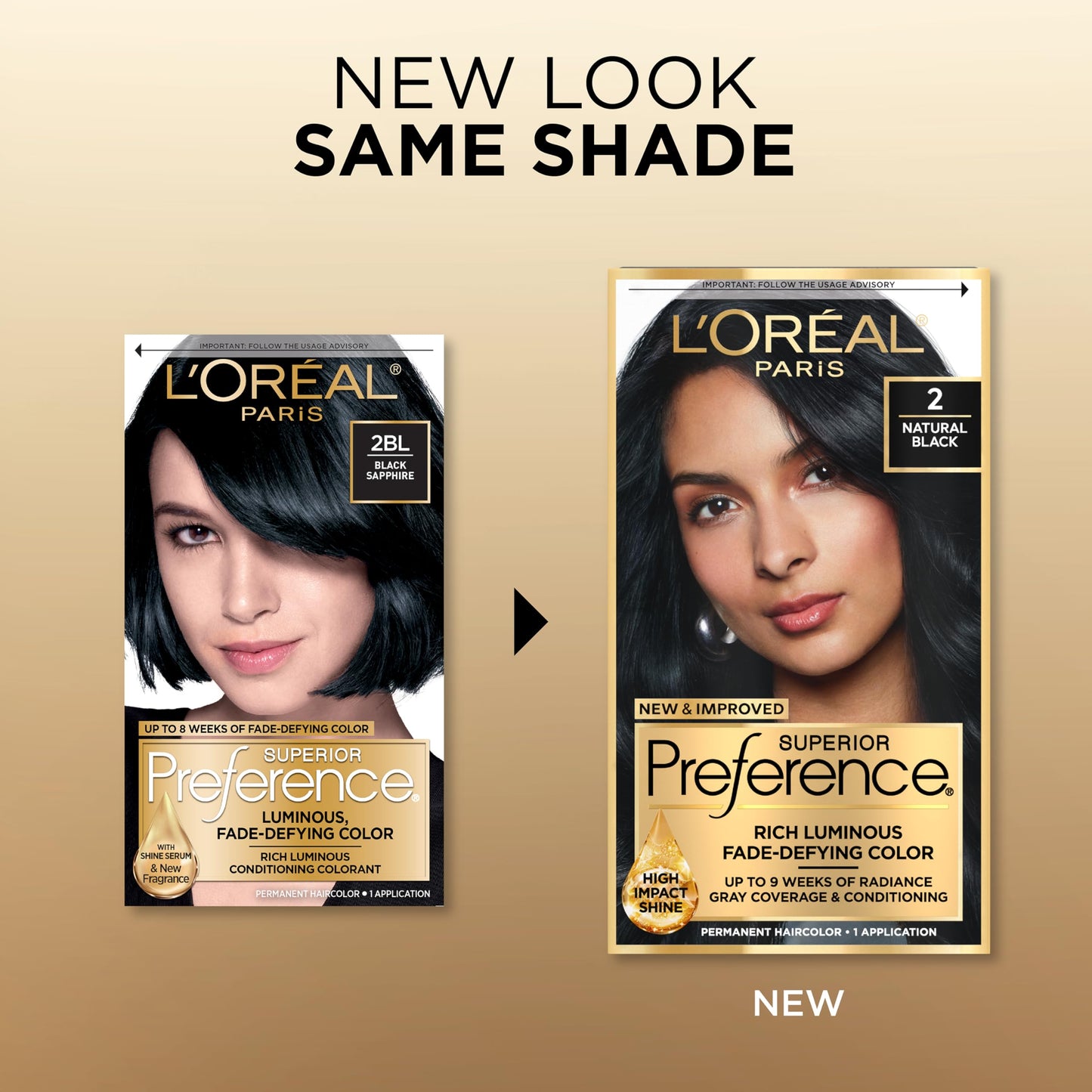 L'Oreal Paris Superior Preference Luminous Fade-Defying Permanent Hair Color, Hair Dye For Up to 9 Weeks of Radiance, Natural Black 2, 1 Hair Dye Kit Beauty & Personal Care L'Oreal Paris
