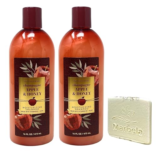 Bath & Body Works Champagne Apple & Honey 2 Pack Moisturizing Shampoo Bundle with a Natural Oats Sample Soap Beauty & Personal Care Bath & Body Works