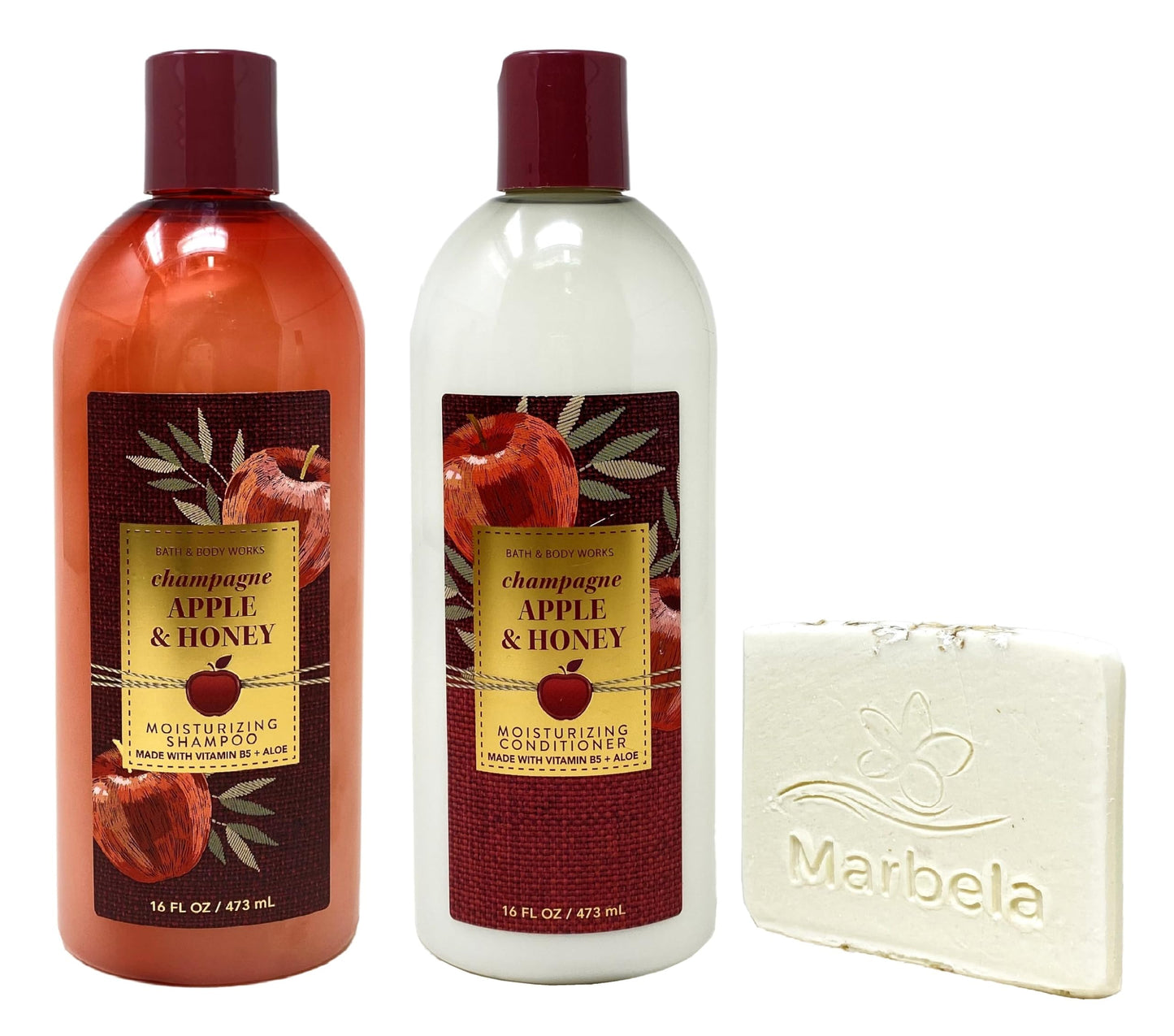 Bath & Body Works Champagne Apple & Honey Shampoo and Conditioner Bundle with a Natural Oats Sample Soap - Full Size Beauty & Personal Care Bath & Body Works