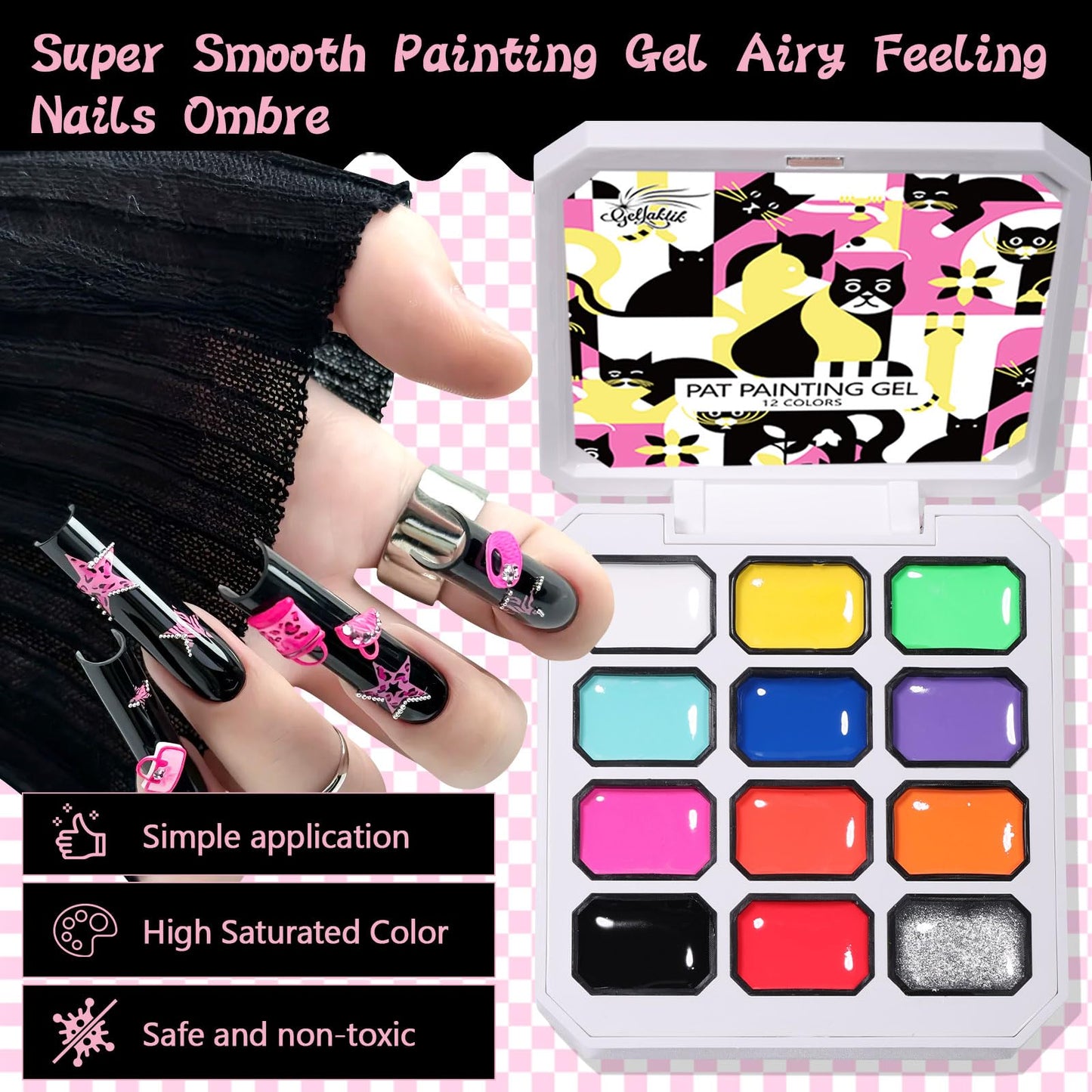 GELLAKTIK 12 Colors Pat Pat Gel for Nail Art (Pink) Beauty and Personal Care GELLAKTIK