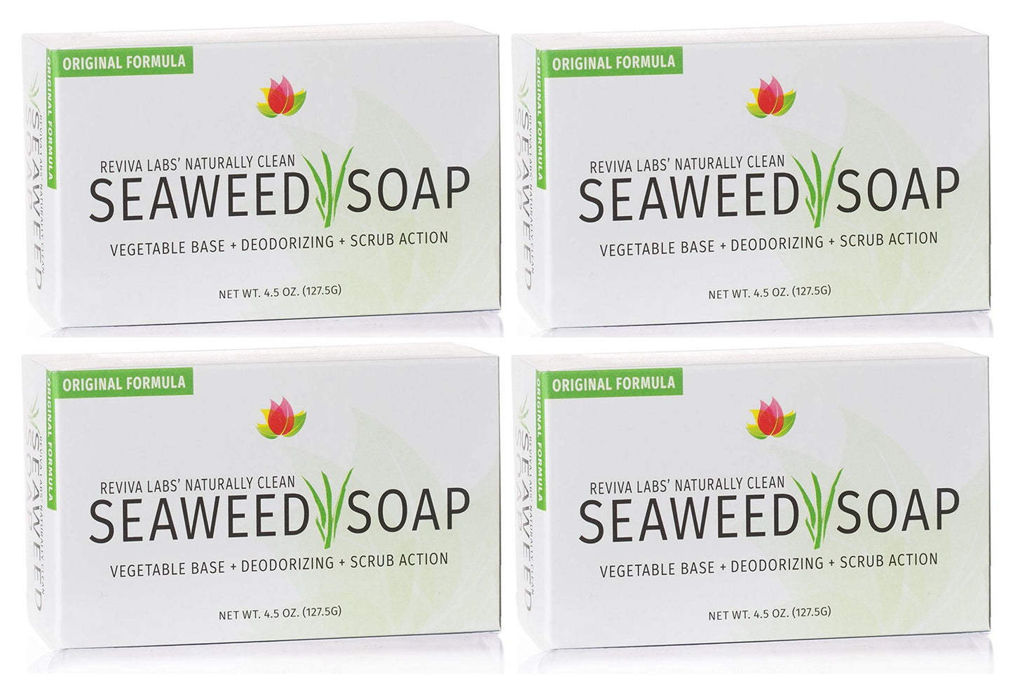 Reviva Seaweed Soap - 4 Pack - Organic Seaweed Face Scrub and Exfoliating Body Scrub Soap Bar - 4.5 oz. Vegetable Base Natural Bar Soap and Seaweed Beauty & Personal Care Reviva Labs