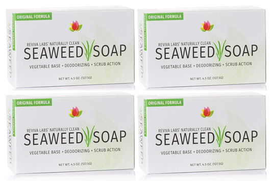 Reviva Seaweed Soap - 4 Pack - Organic Seaweed Face Scrub and Exfoliating Body Scrub Soap Bar - 4.5 oz. Vegetable Base Natural Bar Soap and Seaweed Beauty & Personal Care Reviva Labs