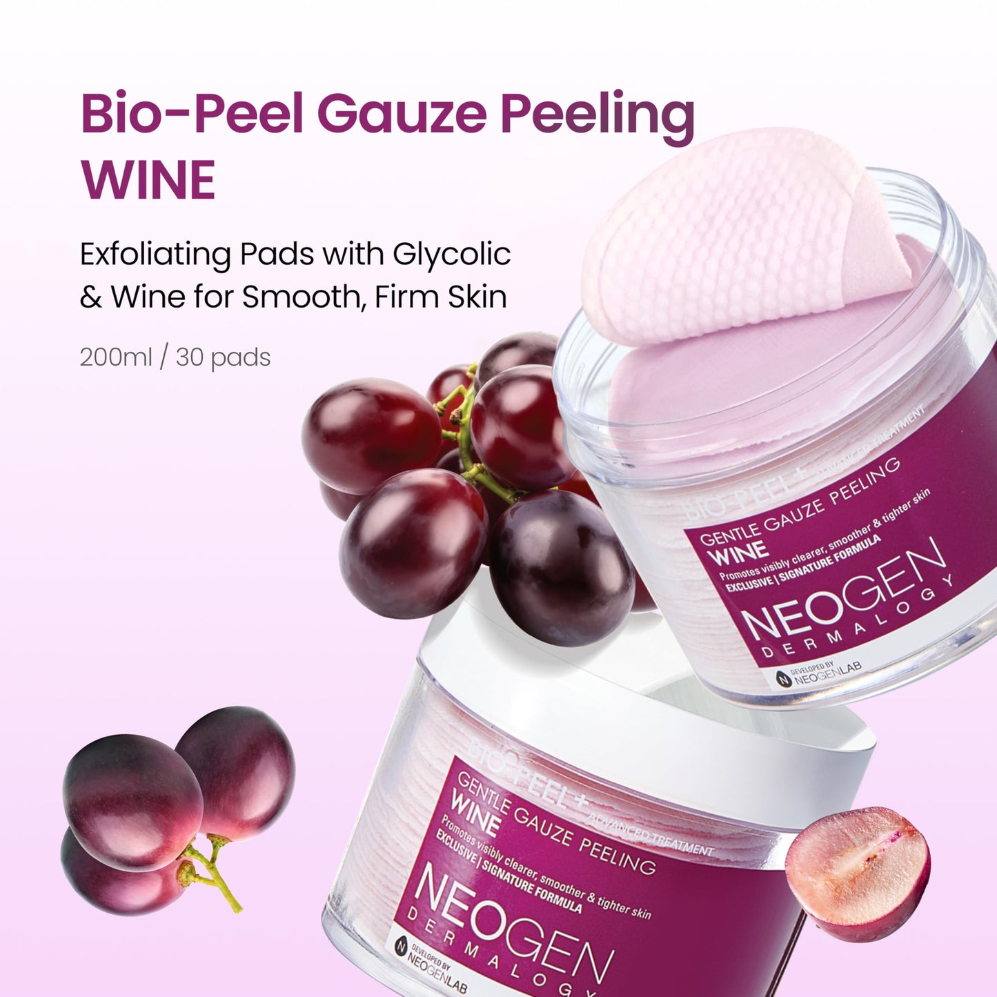 DERMALOGY by NEOGENLAB Bio-Peel Gauze Peeling Pads (Wine, 30 pads) - Exfoliating & Firming Peeling Pad with PHA & Red Wine & Resveratrol & Acid Beauty & Personal Care DERMALOGY by NEOGENLAB