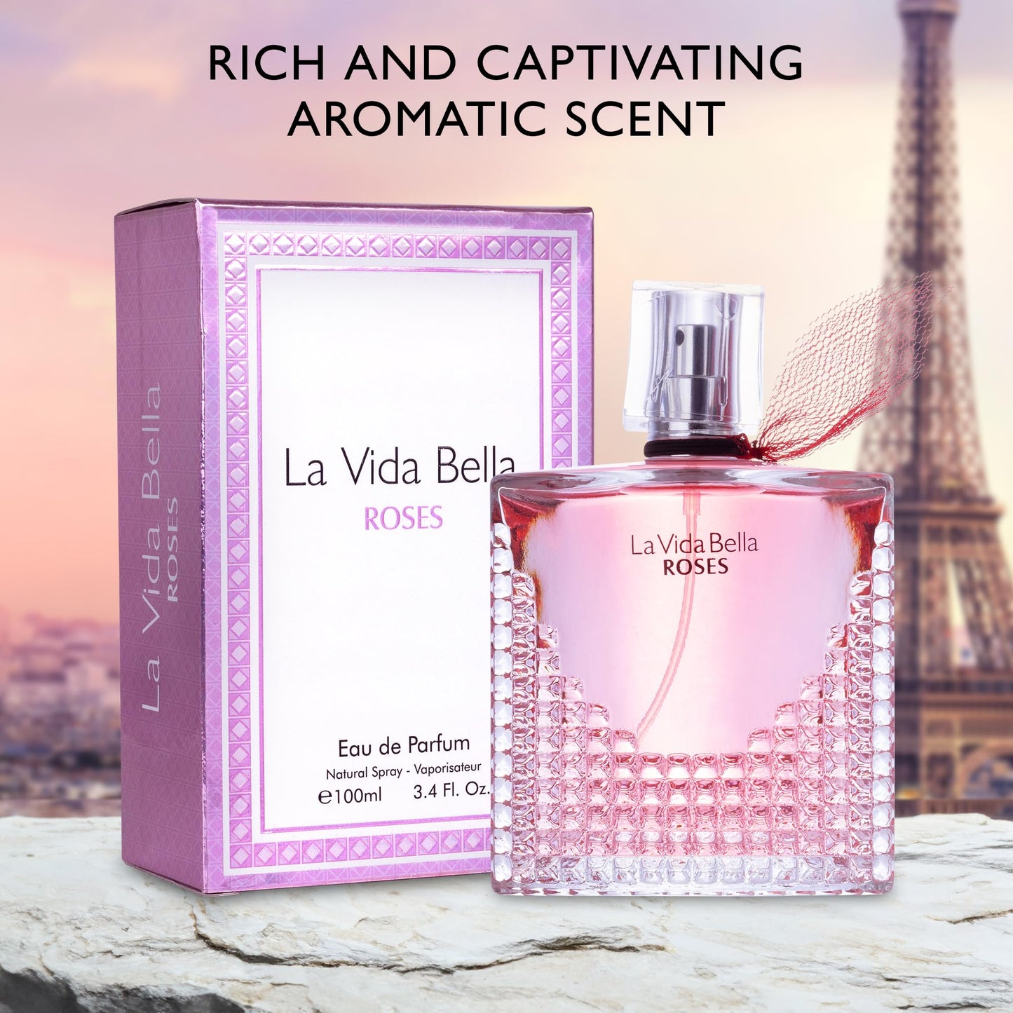 La Vida Bella Roses for Women Eau De Parfum - Floral Amber Fragrance that Combines Top Notes of Raspberry, Pink Pepper & Bergamot - Sugary Rush Beauty & Personal Care URBAN COLLECTION