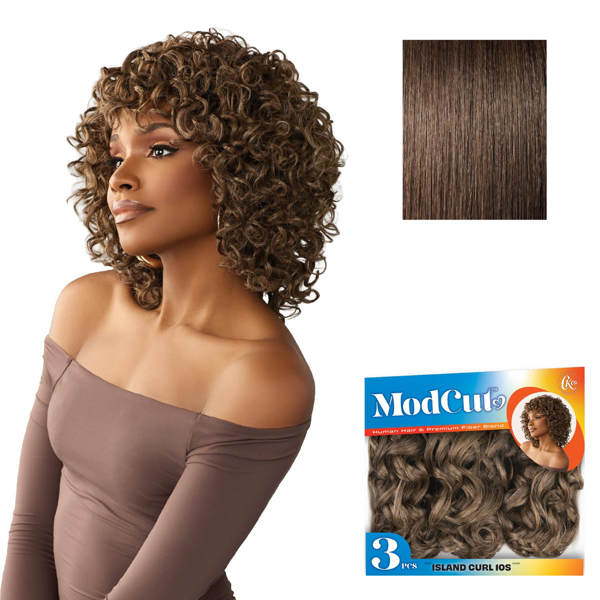 Sensationnel CKCO ModCut 3pcs Bundles -Island Curl 10S,4 MEDBROWN