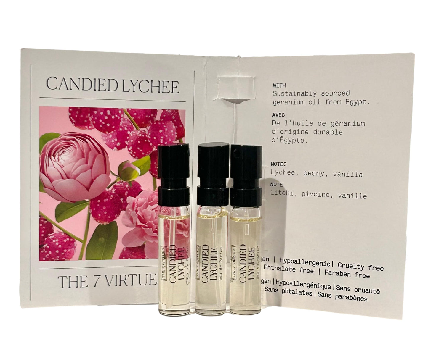 The 7 virtues CANDIED LYCHEE Sample Perfume Women Pour Femme EDP Spray 1.7 ml oz - set of 3 (0874) Beauty & Personal Care The 7 virtues